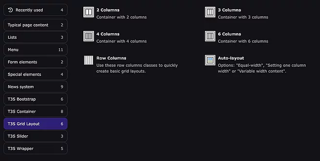 New content element wizard