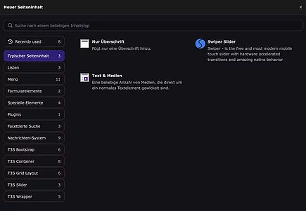 New content element wizard